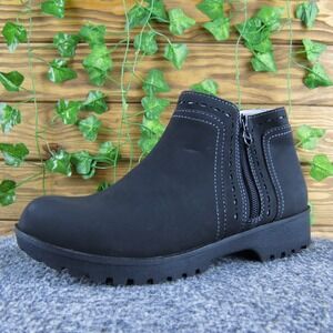 J Sport‎ Black Ankle Boots Womens Side Zip Stitching Comfort Casual Shoes 5.5M